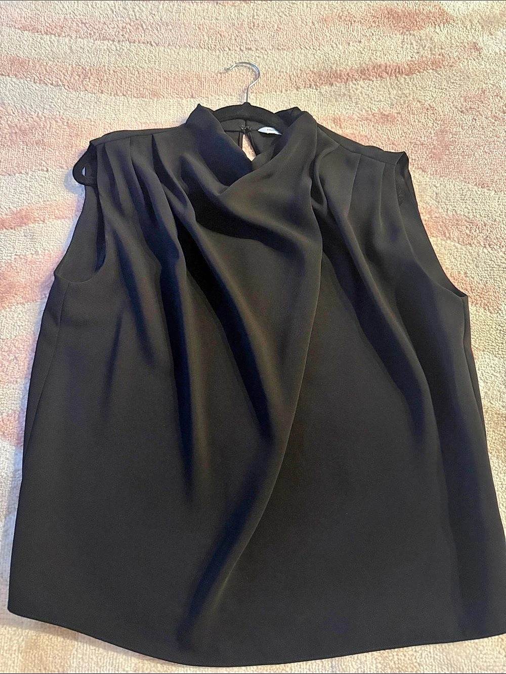 Amanda Uprichard Fabienne Top Black Draped Neck Blouse
